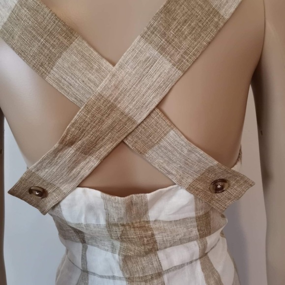 GAL MEETS GLAM BAILEY GINGHAM LINEN CROP JUMPSUIT - Picture 7 of 10